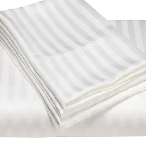 Wholesale Hotel Jacquard Design cotton/ polyester Stripe fabric for bedding set bed sheet