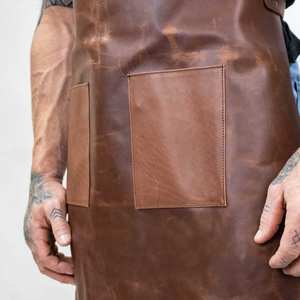 Tablier en cuir fait main avec poches pour outils, logo personnalisé imprimé, tablier en cuir polyvalent pour les artisans et les créateurs - Product Image 6