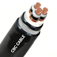 Câble d'alimentation blindé moyenne tension 6,35/11 kV 3 conducteurs x 185 mm² Cu/XLPE/SCT/SWA/PVC