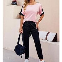 Ensemble de survêtement 2 pièces décontracté et tendance pour femme, en coton respirant et confortable, couleur et logo personnalisables