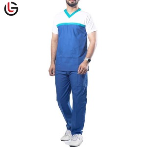 Camisa cómoda de verano con cuello en V y pantalones con cordón para mujer, conjunto de uniforme de Hospital de Material de Jersey elegante para hombres y mujeres - Product Image 1