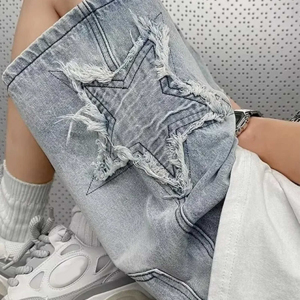 2025 nouveau Style Streetwear personnalisé hommes Denim Jean Shorts respirant Style décontracté en détresse broderie Logo Denim Shorts - Product Image 2