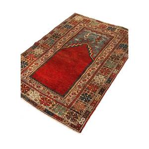 Tapis en laine noués à la main Aalam, motif géométrique rouge-orange, Kilim 9x12 rectangulaire, fait main pour la prière, l'entrée, le couloir, la salle de prière - Paem-725 - Product Image 2