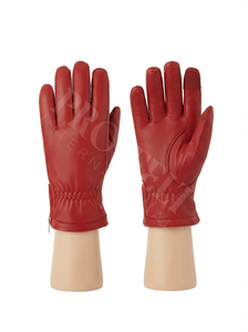 Gants en cuir chauds pour l'extérieur en saison froide, à grain doux, avec support élastique pour le poignet et forme ergonomique des doigts - Product Image 3