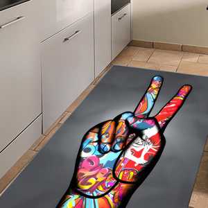 Alfombra Colorida con el Símbolo de la Paz: Tapete con Diseño de Graffiti, Decoración Urbana Moderna, Alfombra Suave con Pelo Largo - Product Image 5