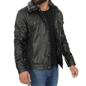 Veste en cuir véritable pour homme, veste de moto d'hiver, fermeture éclair, logo personnalisé, OEM ODM, vente en gros, fabricant d'usine - Product Image 5