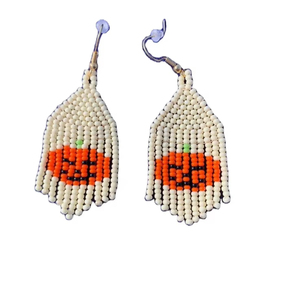 Handmade Luxury Beaded Embroidery Trendy <b>Halloween</b> Statement Drop <b>Earrings</b> for Women/Girls Custom Colors India - Product Image 1
