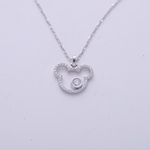 IGI Certified Lab Grown Diamond Cartoon Inspired <b>Mouse</b> Shape Halo Pendant in 14K White / Yellow & Rose Gold - Product Image 4