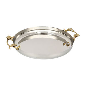 Elegante bandeja de servicio de metal con acabado dorado, elegante bandeja decorativa para aperitivos, bebidas, comida para bodas, Mesa para el hogar - Product Image 6