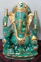 Statue de Ganesha en Aventurine Verte Naturelle Sculptée à la Main, Idole de Dieu Hindou en Pierre Précieuse, Sculpture pour la Décoration de la Maison ou du Temple, Cadeau