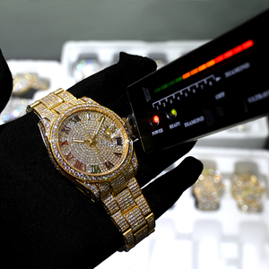 Orologi Meccanici Automatici Personalizzati Stile Hip Hop Bust Down <span class=keywords><strong>di</strong></span> Marca <span class=keywords><strong>di</strong></span> Lusso Placcati Oro con Diamanti Moissanite VVS Iced Out da Uomo ODM OEM - Product Image 3