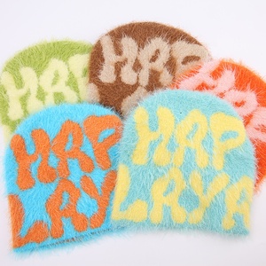 หมวกบีนนี่ขนสัตว์อะคริลิคผ้าขนแกะติดข้อมือเสื้อแบบไม่มีแขนสำหรับฤดูหนาว - Product Image 3