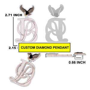 จี้เพชรโมอิส925สเตอริลิงสีเงินฮิปฮอปโมอิสซาไนต์สุดหรู B จี้นกอินทรีออกแบบได้ตามต้องการเครื่องประดับชั้นดี - Product Image 6