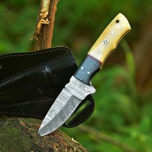 Couteau à lame fixe Damas Full Tang fait à la main Fourreau en cuir supporté OEM Style Cowboy pour la chasse et le camping Utilisation en extérieur - Product Image 3