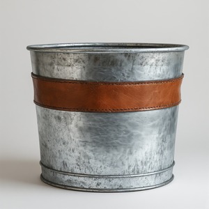 Jardinière en cuir galvanisé poli à la main avec finition patinée Artisan Handmade Parfait pour les intérieurs décoratifs élégants - Product Image 2