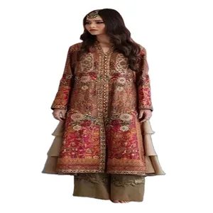 Thiết Kế Mới Nhất Vải Georgette Giả Dày Đẹp Nhất Ấn Độ Và Pakistan Gắn Bên Trong Trên Và Dưới Với Dupatta