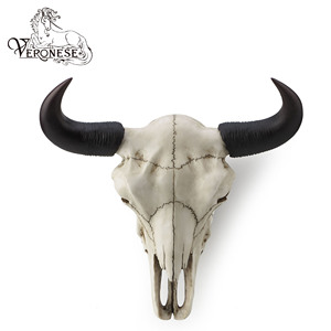 SERIE DE DISEÑO VERONESE - DECORACIÓN PARA EL HOGAR OX SALVAJE, Figura de Poliresina y Bronce Fundido en Frío, Arte de Lujo de Fantasía, Placa de Pared Pintada a Mano - Product Image 1