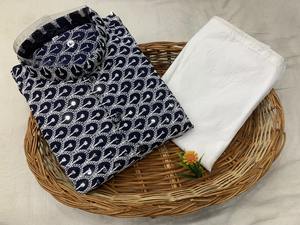 Conjunto de pijama tradicional étnico indio y pakistaní bordado trabajo rayón Kurta ropa informal lista para festivales de adultos - Product Image 2