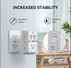 Outlet Extender <b>Surge</b> <b>Protector</b> - 6 Outlet Splitter with 4 USB Ports (2 USB C) Multiple Plug Expander Wall Charger Wall Charger - Product Image 5