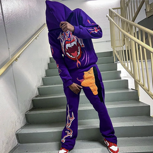 Sweat-shirt à capuche à trois couches avec fermeture éclair, coupe ample et légère, imprimé sur mesure, 500 g/m², pantalon de survêtement à double taille, broderie, lavage à l'acide - Product Image 5