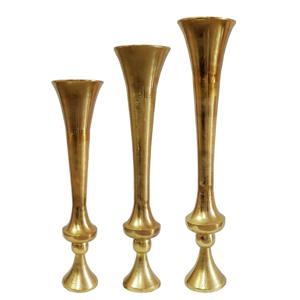 Vase de sol haut en aluminium finition or Design unique Centre de table et vase à fleurs et pots de jardin décoratifs Lot de 2 - Product Image 4