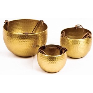 Black Nickle Plated Round Shape High Standard Quality Metal Made Set Of 3 Attractive Look <b>Hanging</b> Pots And <b>Planters</b> From India - Product Image 3