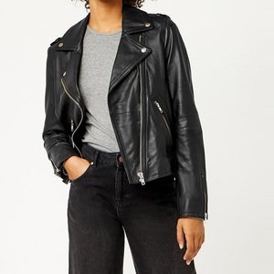 Nueva chaqueta de piel de cuero para mujer, teñida lisa con tejido, paneles laterales expandibles, acceso con cremallera para lactancia, seguro para el embarazo para mujer - Product Image 6