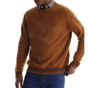 ODM hommes coton pull sweats tricoté à la main épais respirant plaine Logo imprimé col rond ouvert Style hiver - Product Image 1