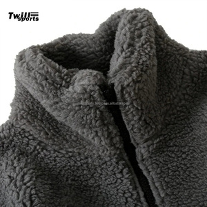 OEM Service 2025 Customizable Men's Sherpa <b>Fleece</b> <b>Jacket</b> Warm and Thick Knit <b>with</b> Stand Collar - Product Image 2