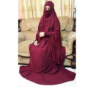 Tradicional Khimar pañuelo largo para la cabeza Jilbab Abaya falda conjuntos vestido islámico de mujer camisas y blusas de punto para oración y Burka - Product Image 3