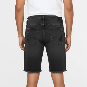 Shorts en jean pour homme avec logo imprimé DTF personnalisé, couleur unie, ourlet brut, respirant, imperméable, écologique, 100% coton - Product Image 5