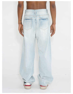 Excelente diseño de color liso Jeans Sky Blue Jeans Fabricante Recto Diseño personalizado Jeans azul claro para mujeres - Product Image 5