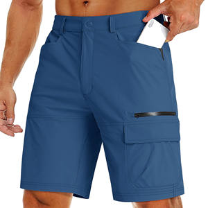 Pantalones cortos de algodón de sarga para hombre, informales, con cordón, clásicos, elásticos, de malla para gimnasio, cintura elástica corta, relajados, para entrenamiento de verano - Product Image 1