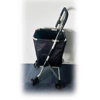Chariot de courses grande capacité 4 roues Chariot de courses en aluminium Poignée réglable Chariot pliable portable