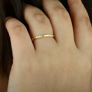 Dernière qualité de bijoux en or pur faits à la main, bague d'éternité en diamant pavé naturel pour femmes - Product Image 3