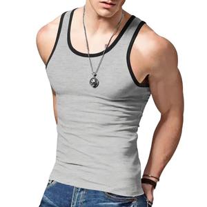Débardeur Streetwear à col double couche en coton + polyester 185g personnalisé débardeurs pour hommes - Product Image 5