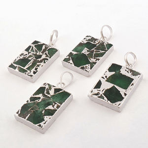 Wholesale Mohave Emerald Copper Turquoise DIY Pendant Silver Electroplating Edged Fashion Jewelry Designer Components - Product Image 5