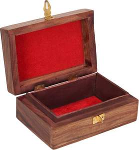 Boîte de rangement en bois avec couvercle à charnière Boîte en bois d'acacia artisanale pour recettes Stockage décoratif - Product Image 5