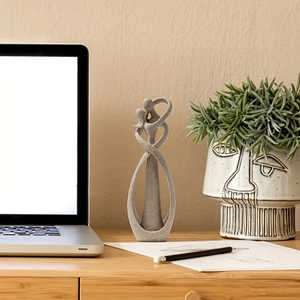 Étagère de bureau moderne pour la maison, décoration de bureau, 1 pièce, sculpture abstraite de couple s'embrassant, statue en résine, décoration intérieure - Product Image 1