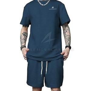 Conjunto de camisetas de gimnasio para hombre de poliéster Premium informal de verano personalizado 2025, pantalones cortos y camisa con logotipo de etiqueta privada a la venta - Product Image 1