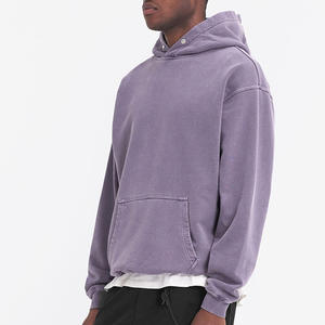 Sweats à capuche délavés à l'acide avec logo personnalisé sweat à capuche à épaules tombantes pull fonctionnel oversize à fermeture éclair sweat à capuche lourd pour hommes - Product Image 6