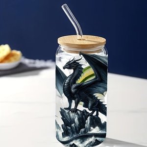 Autocollant décoratif personnalisé pour emballage de café, motif <span class=keywords><strong>Dragon</strong></span> <span class=keywords><strong>aquarelle</strong></span>, 16OZ, imperméable, haute adhérence, brillant, résistant aux UV - Product Image 5