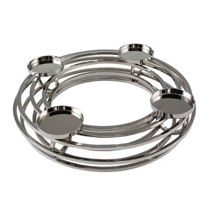 Ensemble de 2 bougeoirs en forme d'anneau en métal plaqué argent, sur Base, finition argent, décoration de Table et centre de Table - Product Image 5