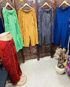 กางเกงขายาวแบบพันรอบสำหรับทุกเพศกางเกงเดินชายหาดแบบผ่าข้างปักด้วยมือใส่สบายกางเกงสำหรับใส่ในเทศกาลไซส์ XS สำหรับฤดูร้อน - Product Image 5