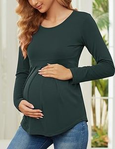 T-shirt de maternité respirant, dernière conception 2026, couleur unie, manches longues, en coton, pour allaitement, vente en gros - Product Image 3