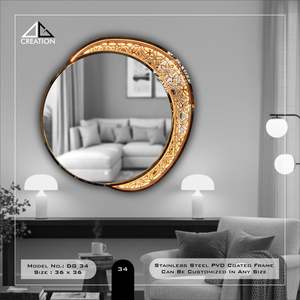 Luxurious Stainless Steel PVD Coated Frame Bathroom Vanity <b>Wall</b> <b>Mirror</b> <b>Lightweight</b> Anti-Fog Elegant Irregular - Product Image 2