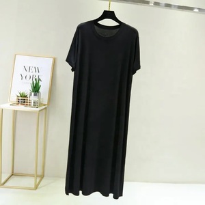 Robe décontractée grande taille col rond nouveau haut ample longue maison qualité été mince à manches courtes robes pour femmes - Product Image 6