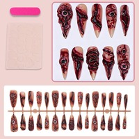 NBL-JX-227 Halloween 3D Eyeball Long Stiletto Press on Nails Réutilisables Couverture Complète Faux Ongles Design Horreur 30 Pièces