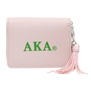 AKA Pink & Green <b>Wallet</b> with Tassel Keychain and Ivy Leaf Charm Faux Leather <b>Zip</b> <b>Wallet</b> Card Holder Coin Purse - Product Image 1