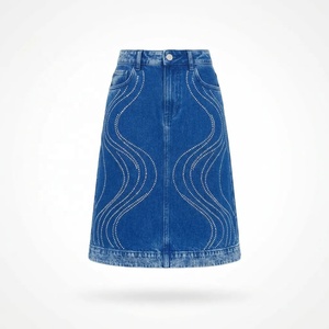 Custom <b>Womens</b> Denim <b>Maxi</b> <b>Skirt</b> Black Denim A Line Fit Wholesale Private Label Production Bulk Supply - Product Image 1